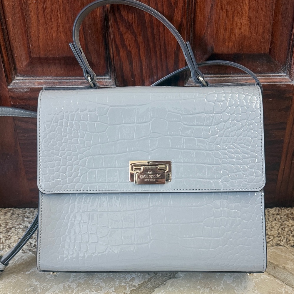 Kate Spade Glossy Gray Crocodile Leather Bag
